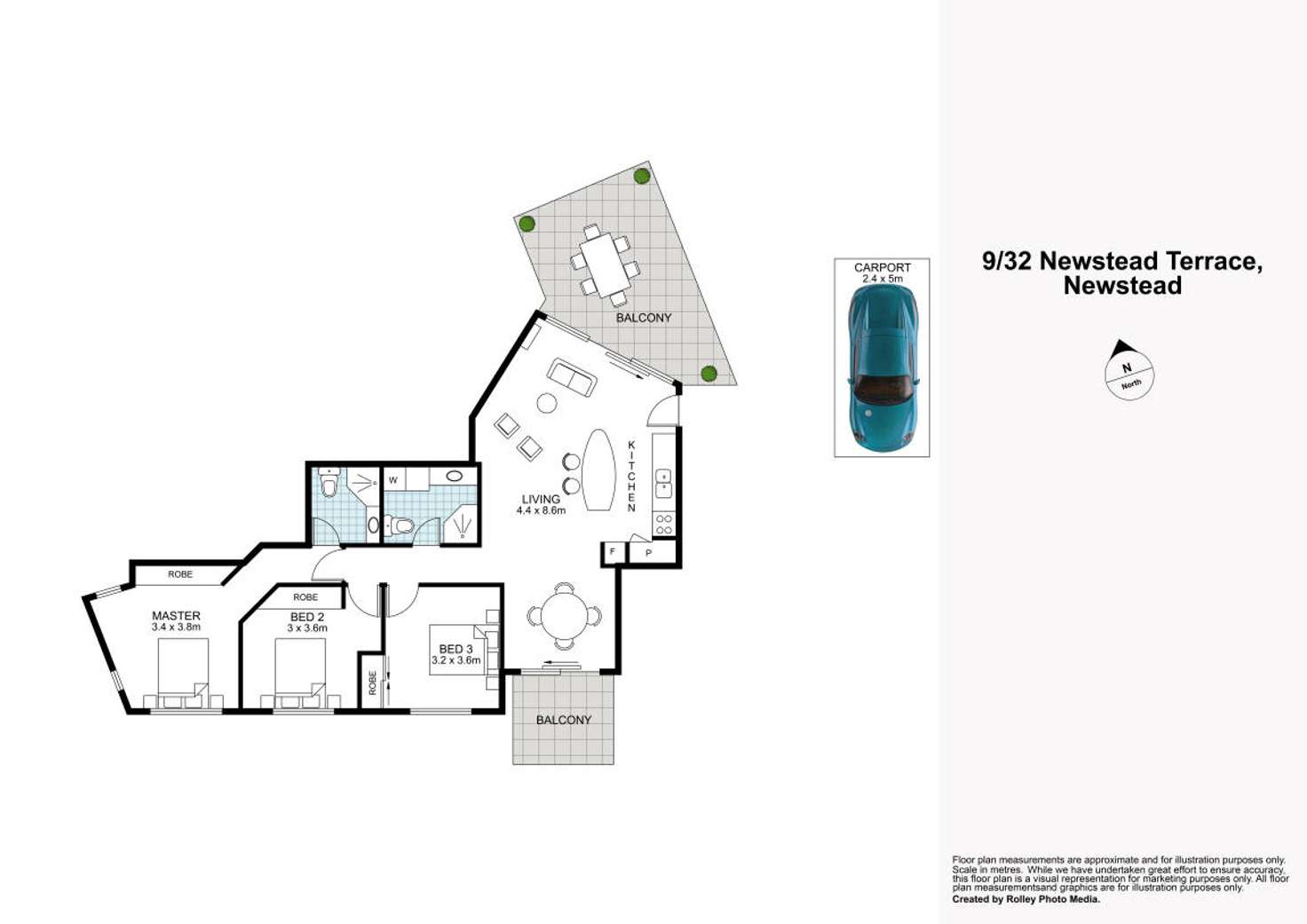 Floorplan of Homely apartment listing, 9/32 Newstead Terrace, Newstead QLD 4006