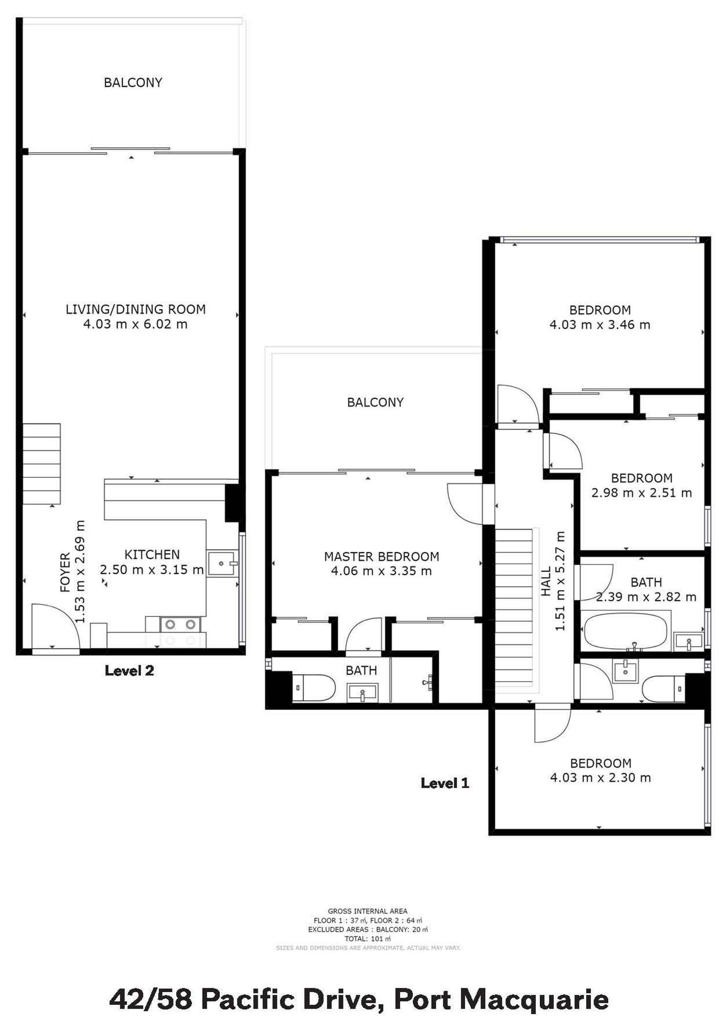 Floorplan of Homely unit listing, 42/58 Pacific Drive, Port Macquarie NSW 2444