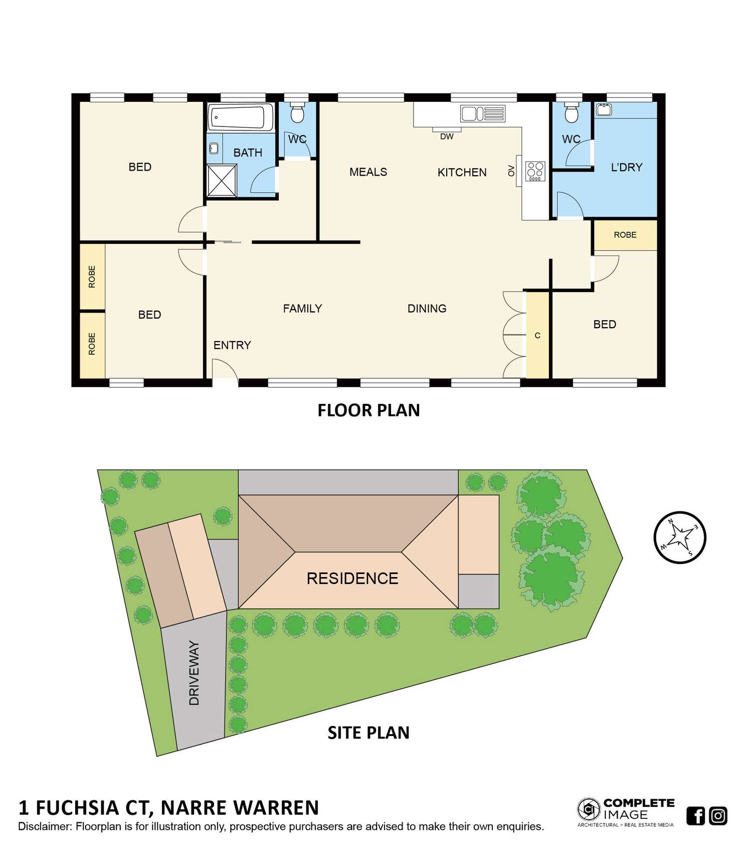 Floorplan of Homely house listing, 1 Fuchsia Court, Narre Warren VIC 3805