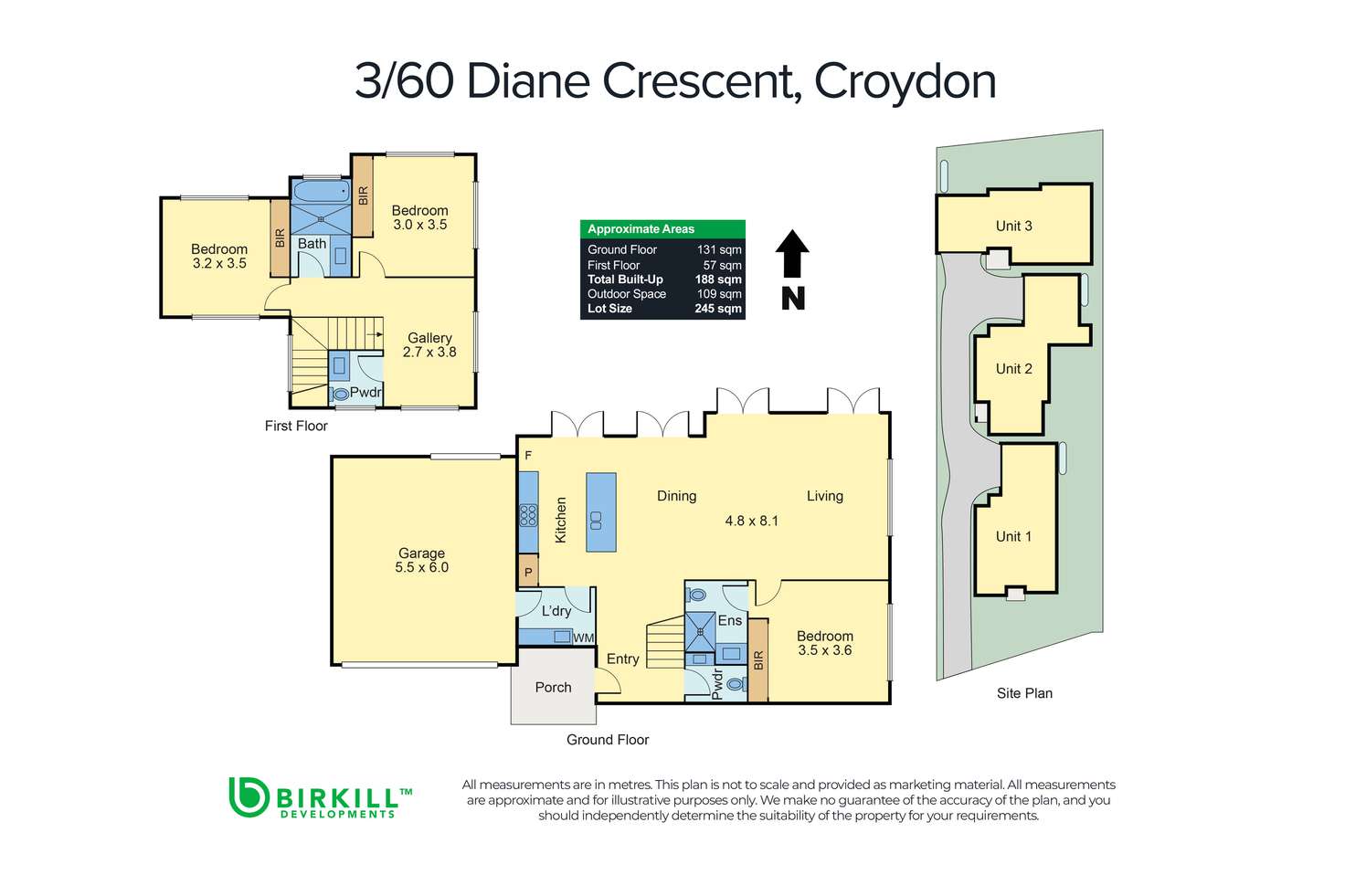 Floorplan of Homely townhouse listing, 3/60 Diane Crescent, Croydon VIC 3136