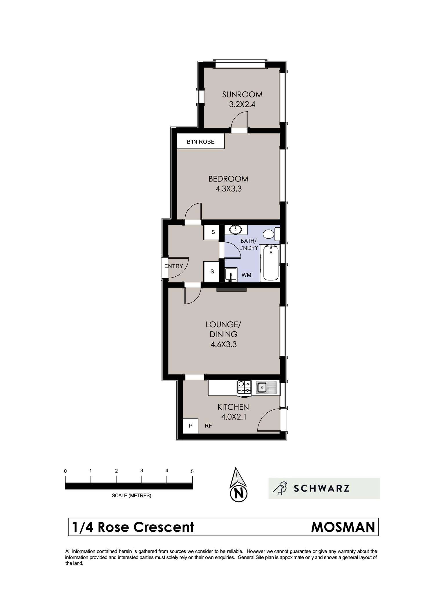 Floorplan of Homely unit listing, 1/4 Rose Crescent, Mosman NSW 2088