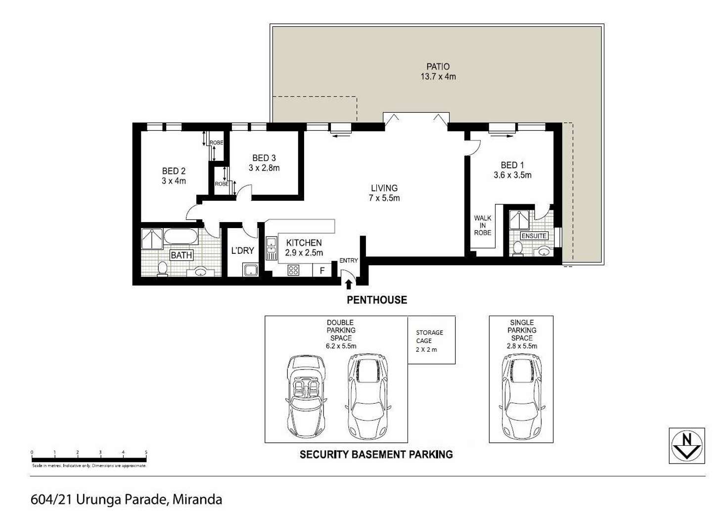 Floorplan of Homely apartment listing, 604/21-25 Urunga Parade, Miranda NSW 2228