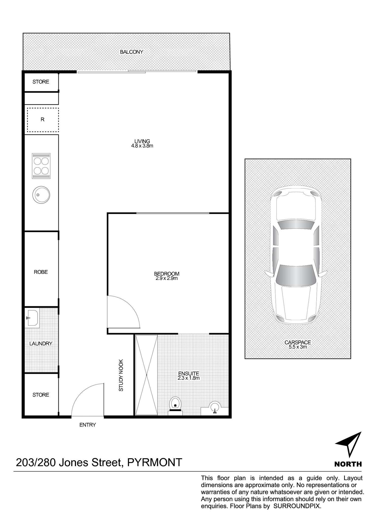 Floorplan of Homely apartment listing, 203/280 Jones Street, Pyrmont NSW 2009