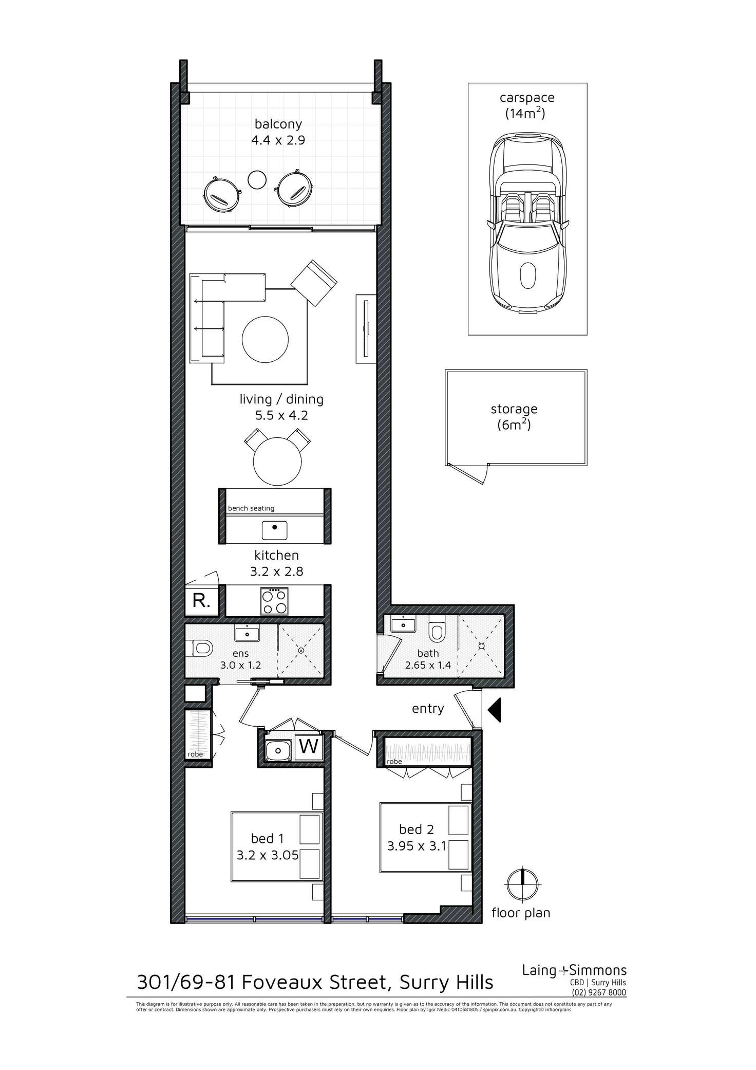 Floorplan of Homely apartment listing, 301/81 Foveaux Street, Surry Hills NSW 2010