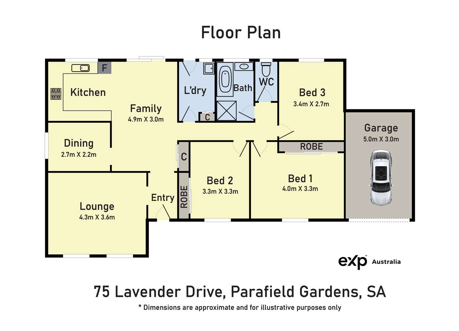 Floorplan of Homely house listing, 75 Lavender Drive, Parafield Gardens SA 5107