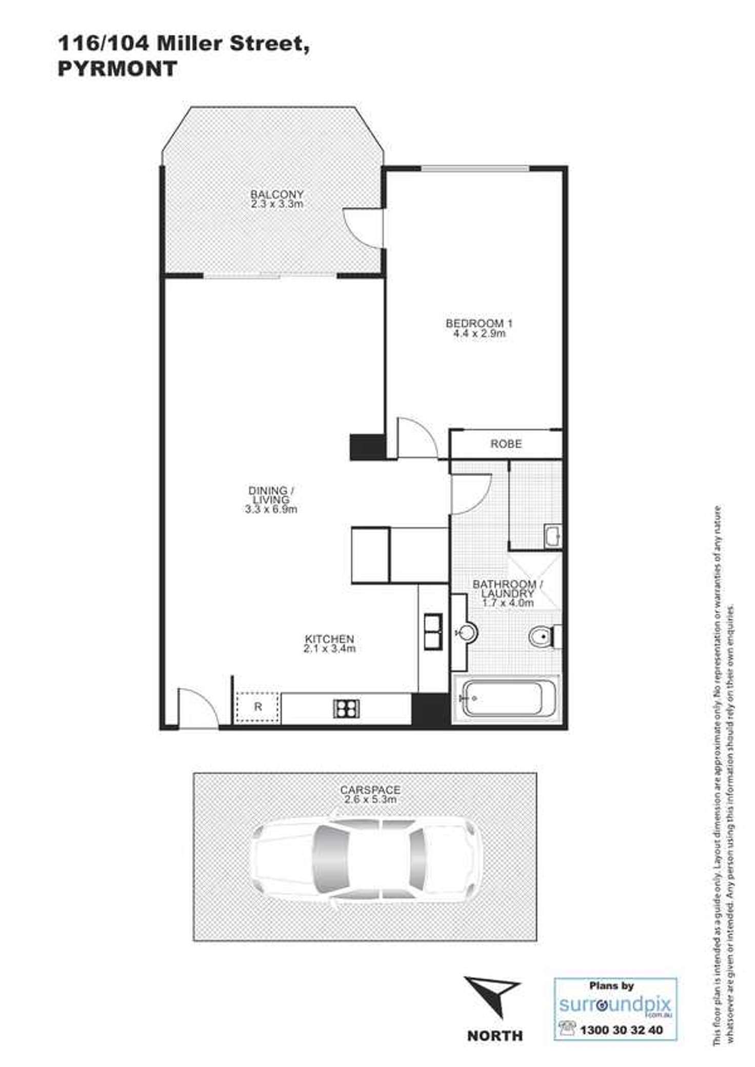 Floorplan of Homely apartment listing, 116/104 Miller Street, Pyrmont NSW 2009
