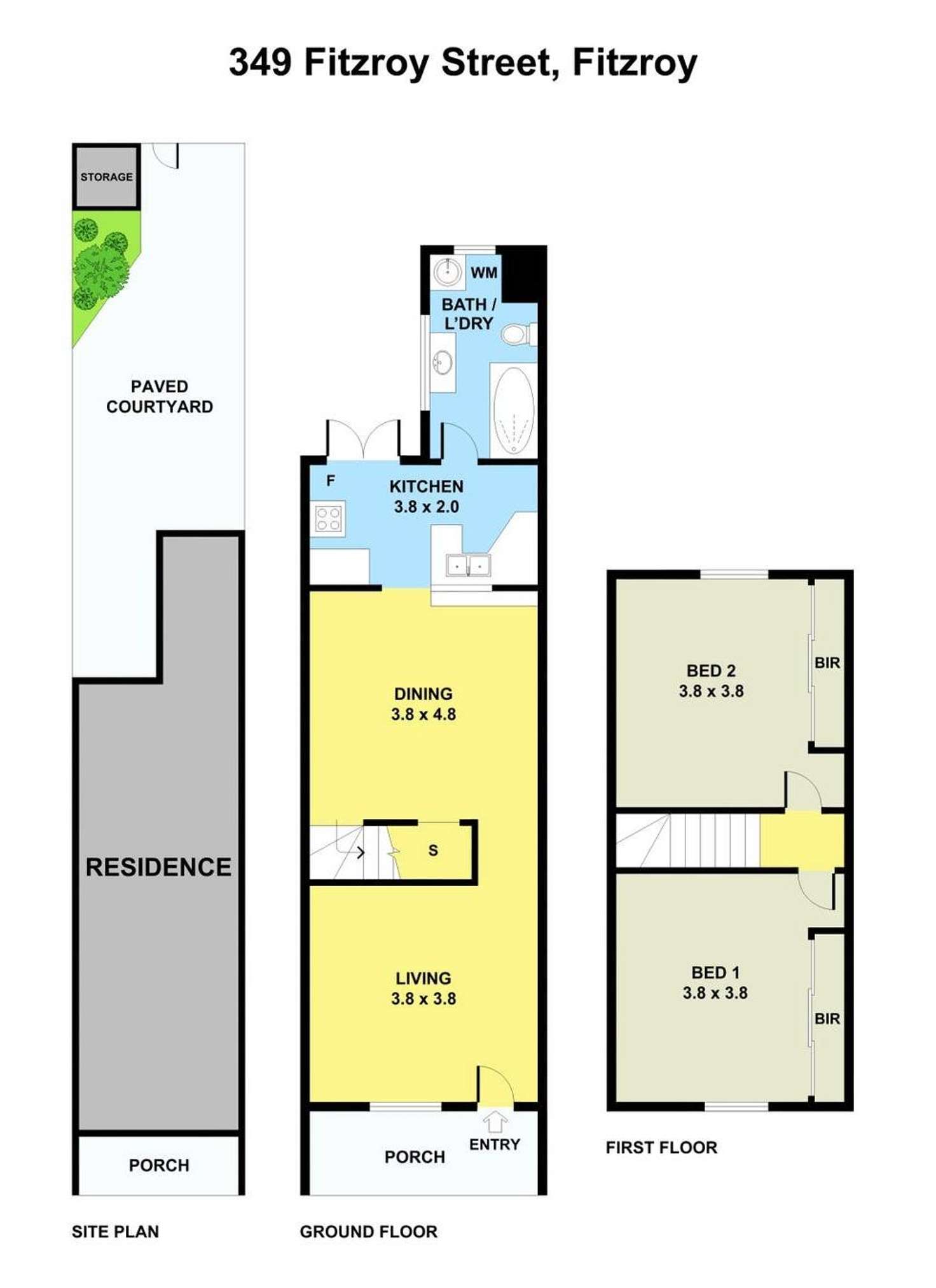 Floorplan of Homely terrace listing, 349 Fitzroy Street, Fitzroy VIC 3065