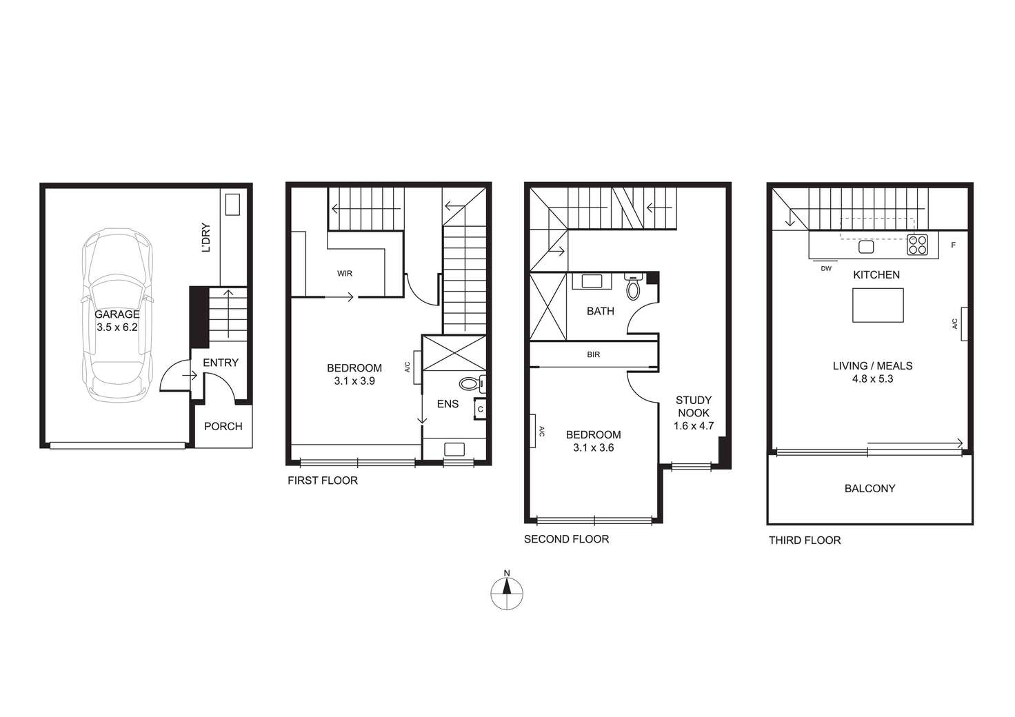 Floorplan of Homely townhouse listing, 9 Curzon Place, North Melbourne VIC 3051