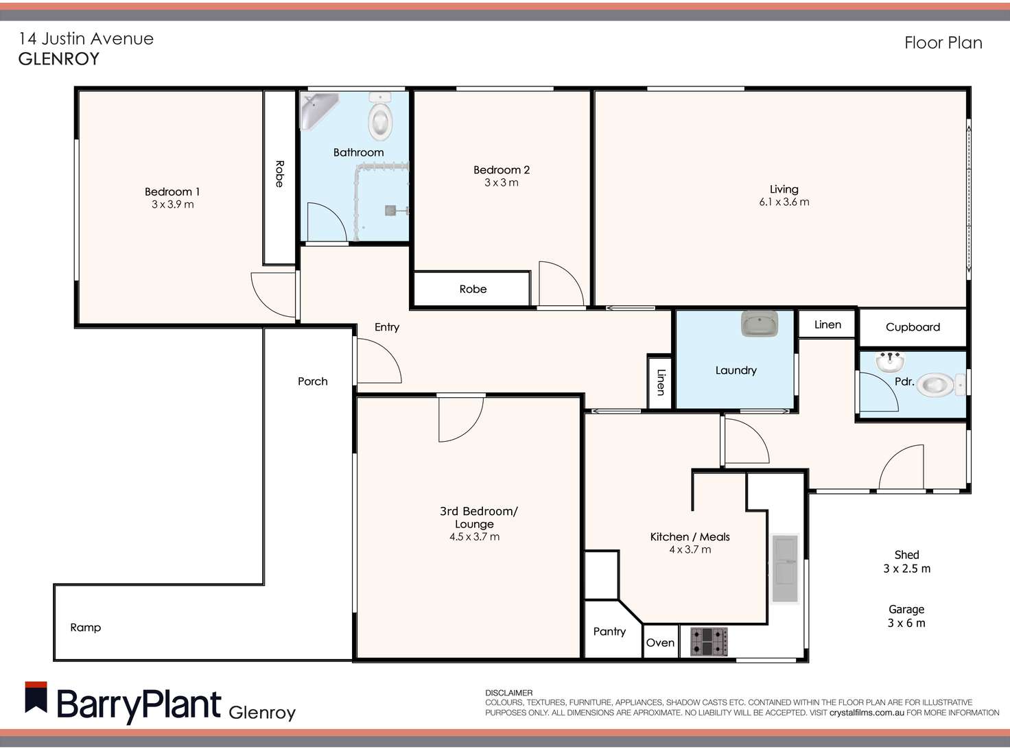 Floorplan of Homely house listing, 14 Justin Avenue, Glenroy VIC 3046