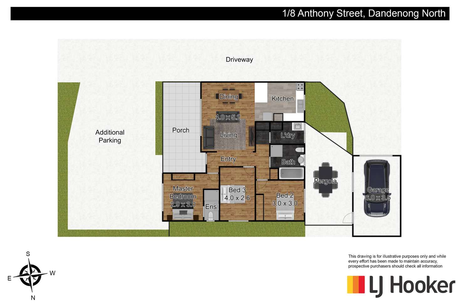 Floorplan of Homely unit listing, 1/8 Anthony Street, Dandenong North VIC 3175