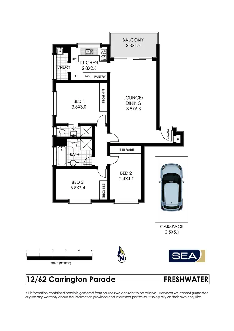 Floorplan of Homely unit listing, 12/62 Carrington Parade, Curl Curl NSW 2096