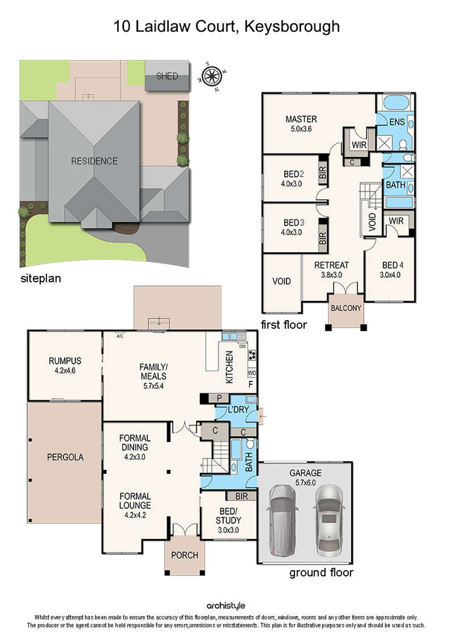 Floorplan of Homely house listing, 10 Laidlaw Court, Keysborough VIC 3173