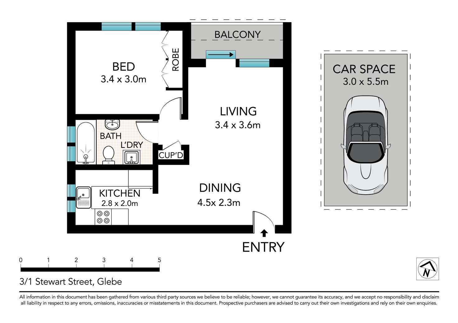 Floorplan of Homely apartment listing, 3/1 Stewart Street, Glebe NSW 2037