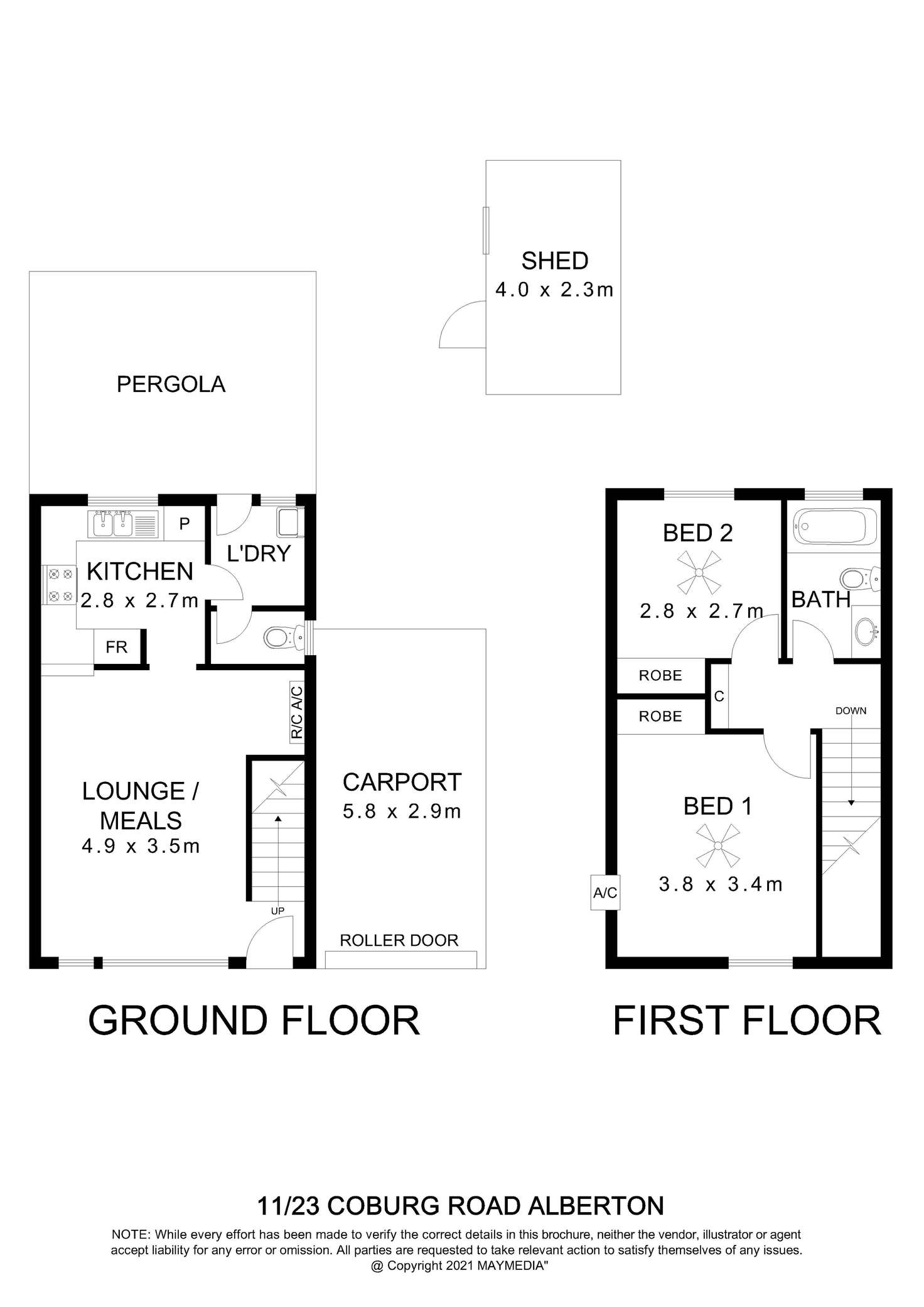 Floorplan of Homely townhouse listing, 11/23 Coburg Road, Alberton SA 5014