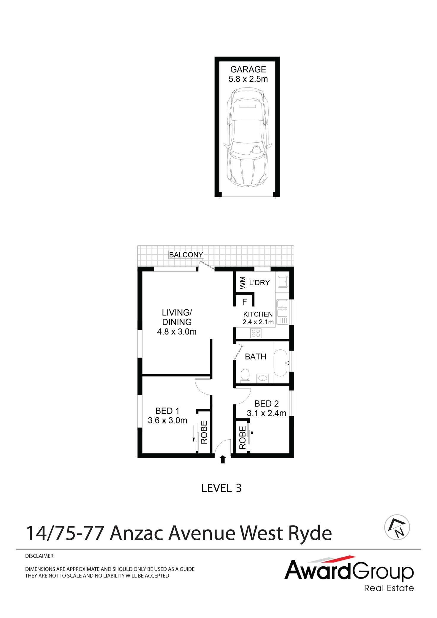 Floorplan of Homely unit listing, 14/75-77 Anzac Avenue, West Ryde NSW 2114