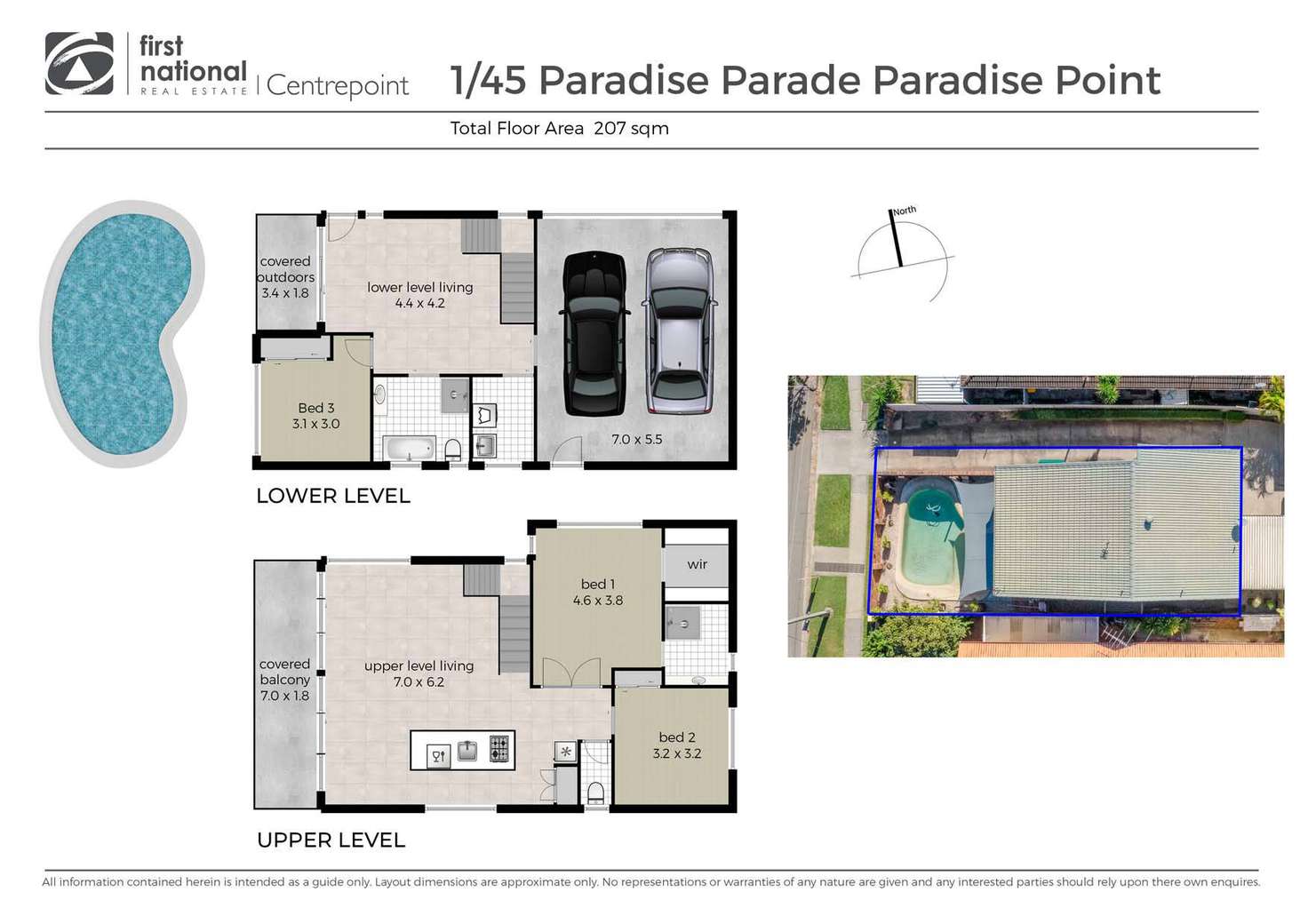 Floorplan of Homely semiDetached listing, 1/45 Paradise Parade, Paradise Point QLD 4216