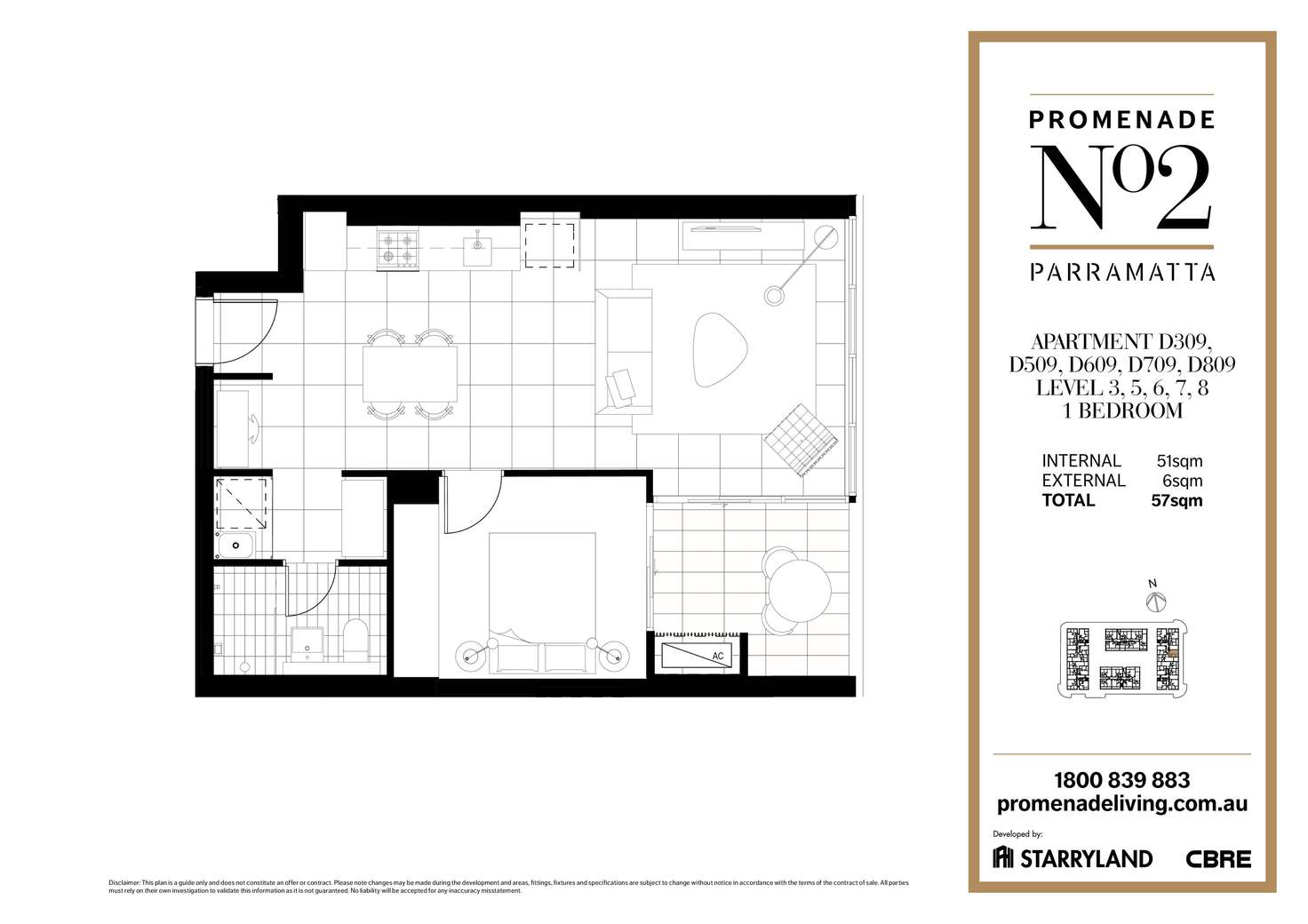 Floorplan of Homely apartment listing, D809/1 Broughton Street, Parramatta NSW 2150