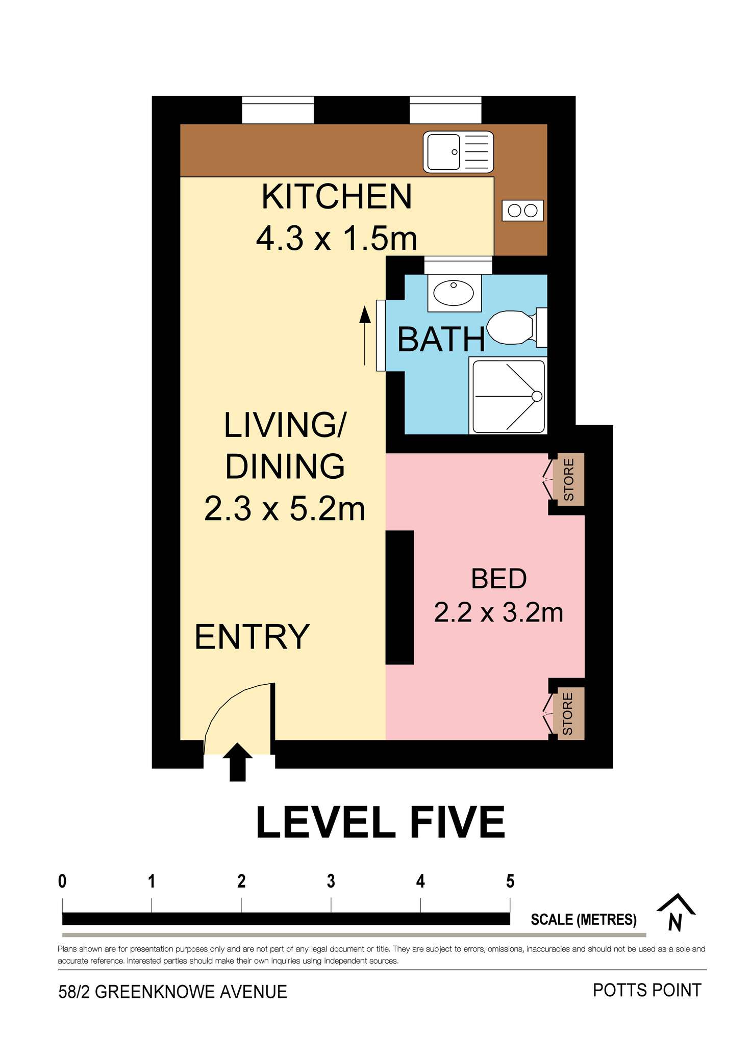 Floorplan of Homely studio listing, 58/2 Greenknowe Avenue, Elizabeth Bay NSW 2011