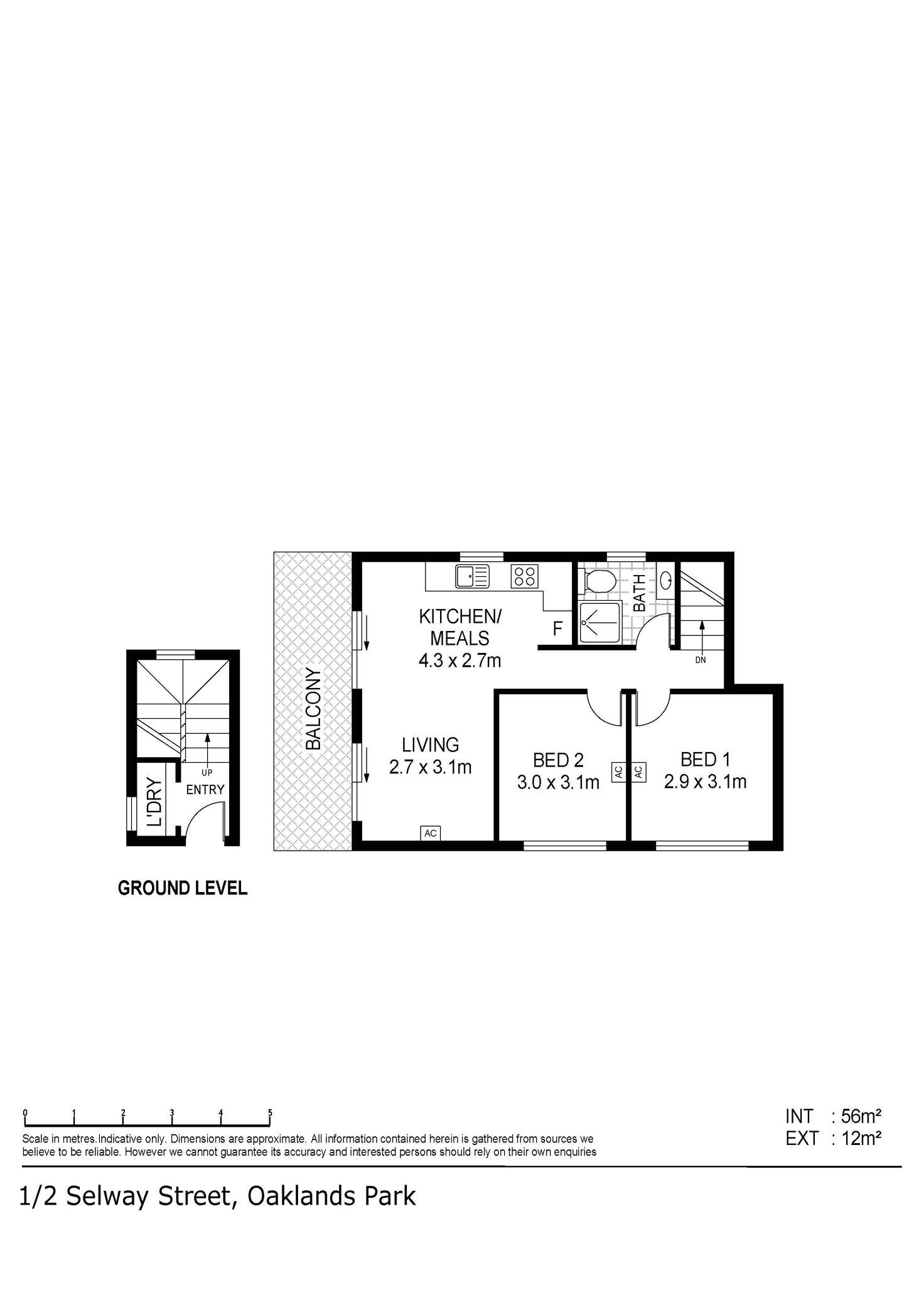 Floorplan of Homely apartment listing, 1/2 Selway Street, Oaklands Park SA 5046