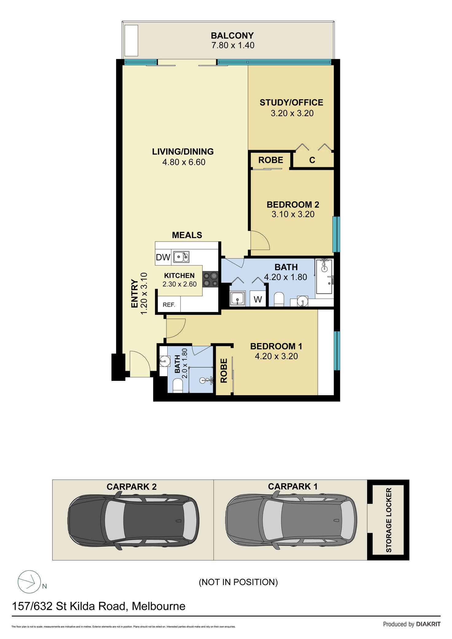 Floorplan of Homely apartment listing, 157/632 St Kilda Road, Melbourne VIC 3004