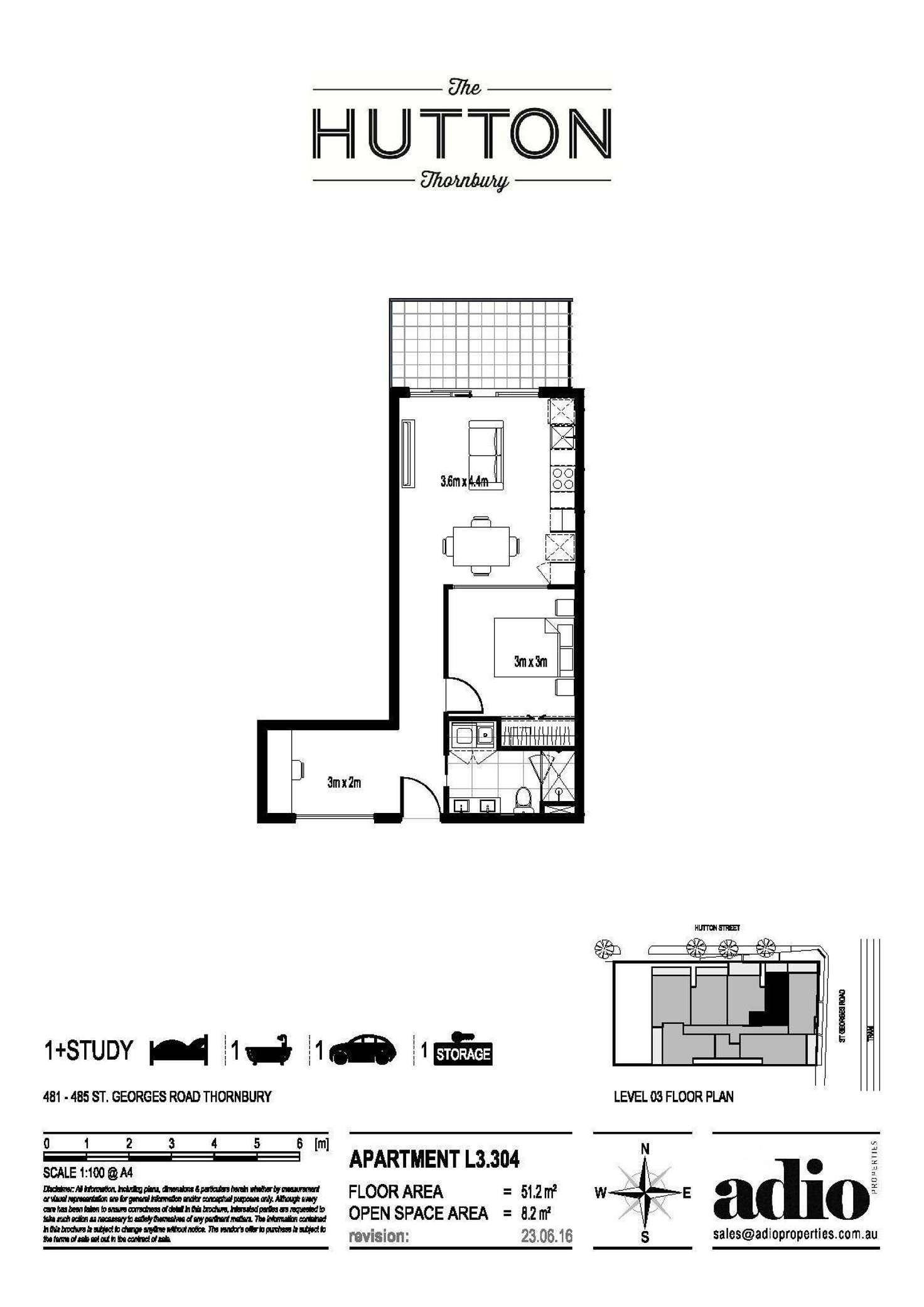 Floorplan of Homely apartment listing, 304/85 Hutton Street, Thornbury VIC 3071