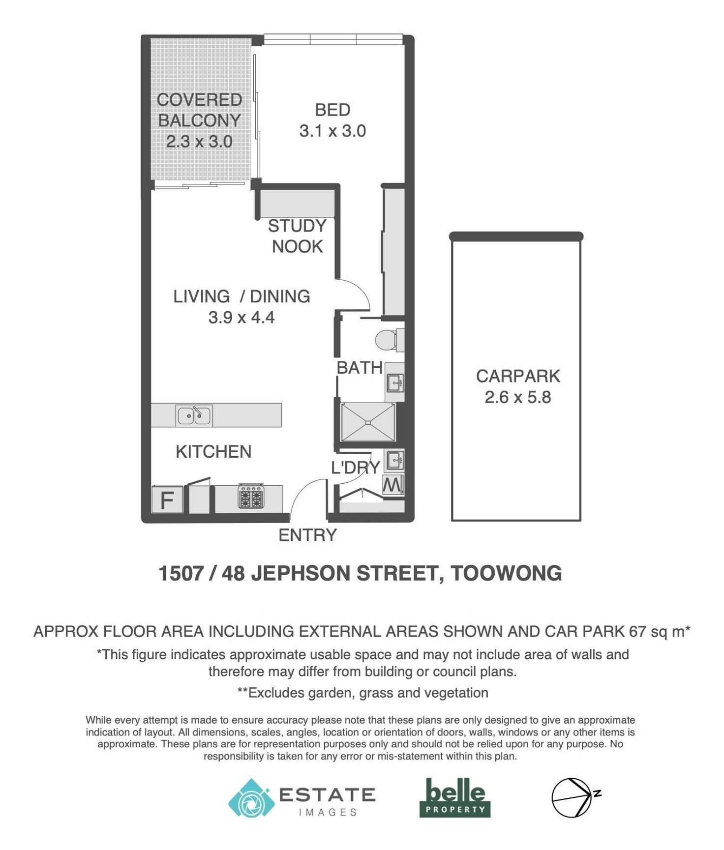 Floorplan of Homely unit listing, 1507/48 Jephson Street, Toowong QLD 4066