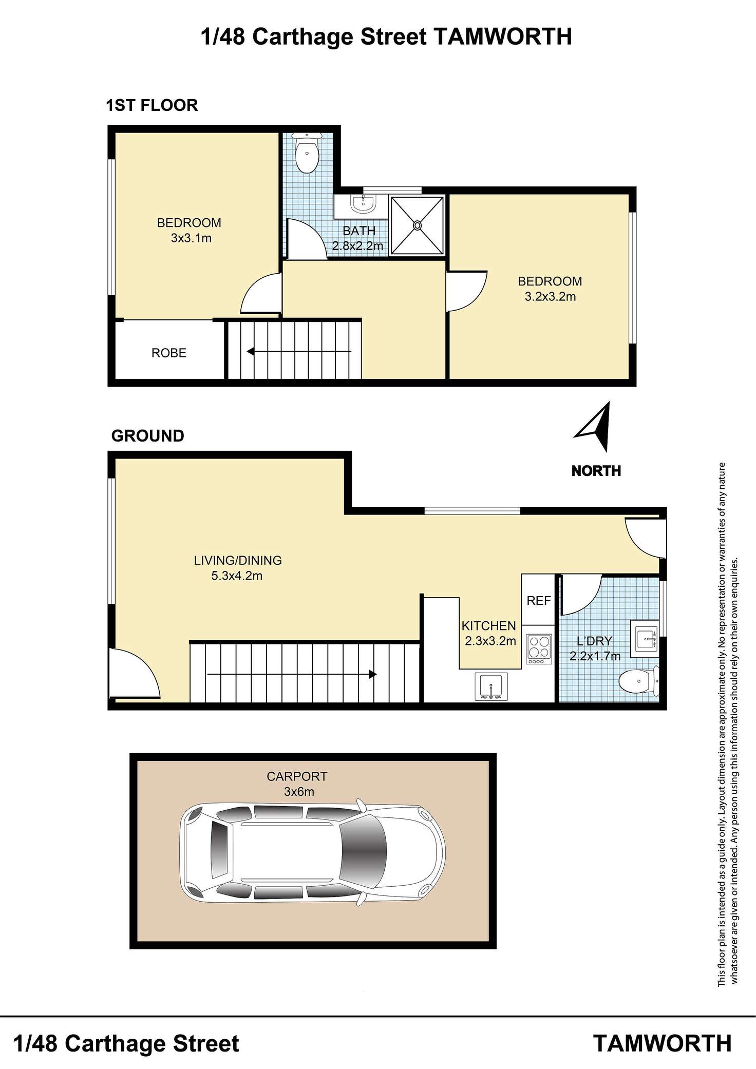 Floorplan of Homely unit listing, 1/48 Carthage Street, Tamworth NSW 2340