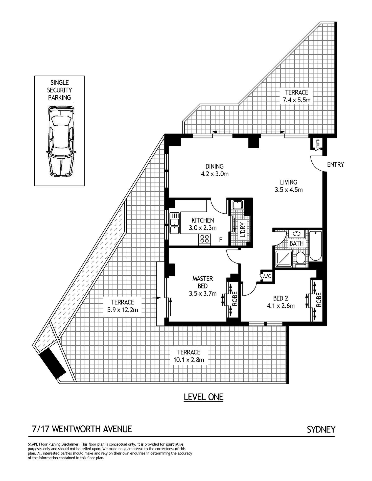 Floorplan of Homely apartment listing, 7/17-25 Wentworth Avenue, Sydney NSW 2000