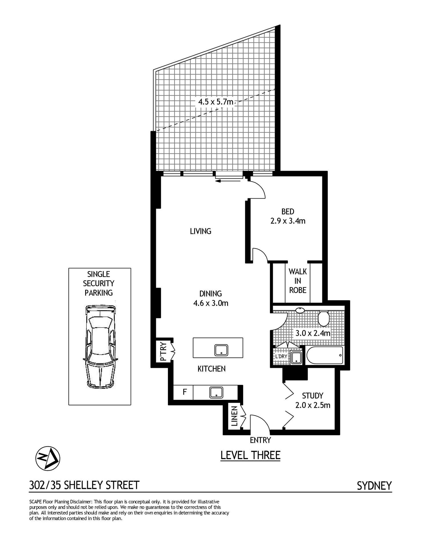 Floorplan of Homely apartment listing, 302/35 Shelley Street, Sydney NSW 2000