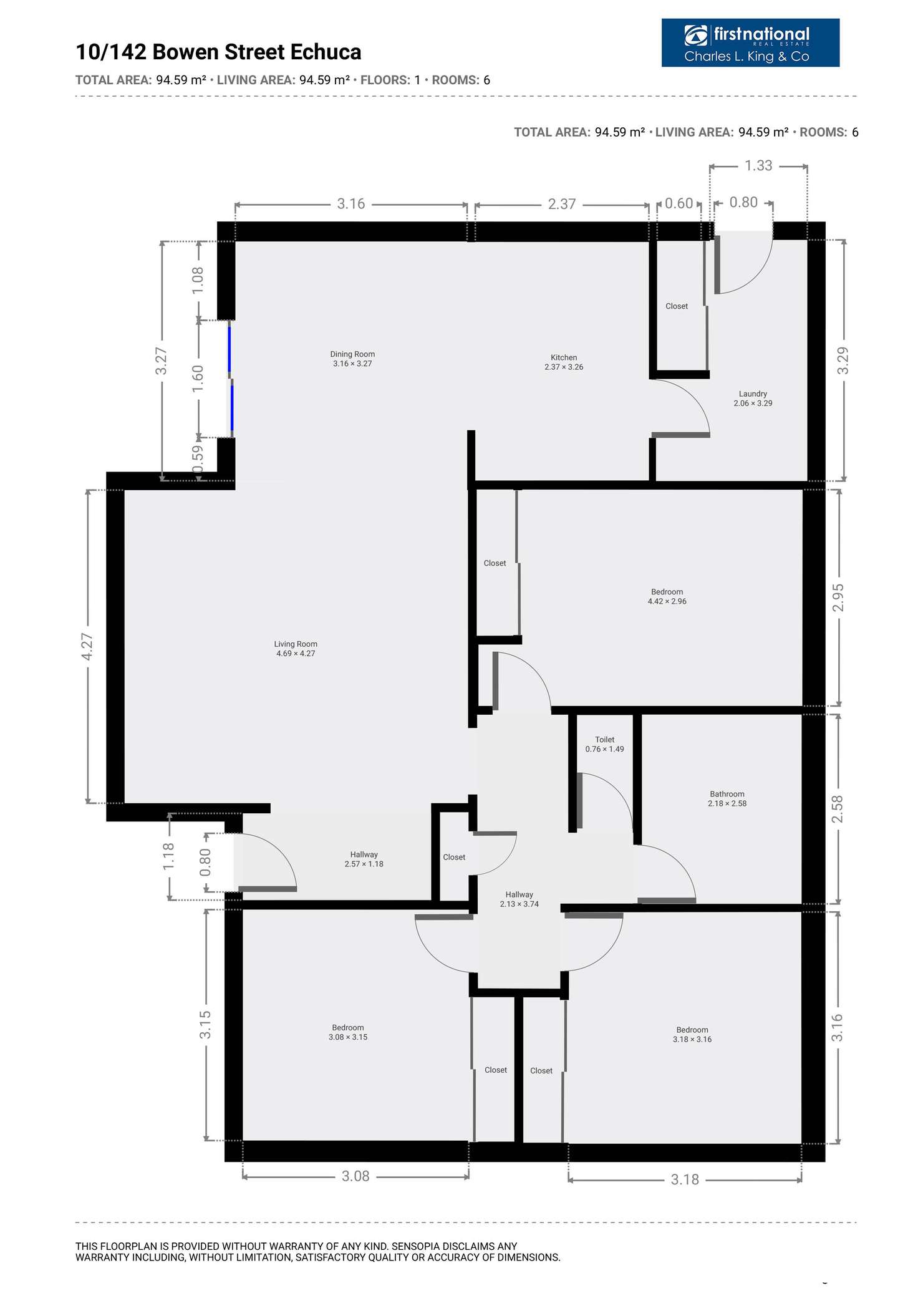 Floorplan of Homely unit listing, 10/142-144 Bowen Street, Echuca VIC 3564