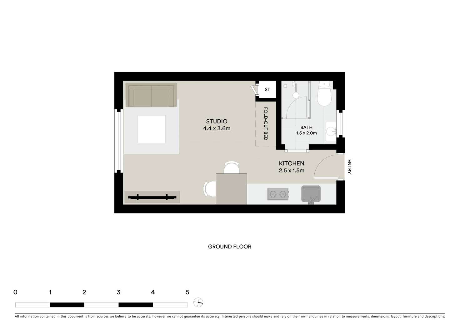 Floorplan of Homely studio listing, 2/3 Rayner Street, Lilyfield NSW 2040