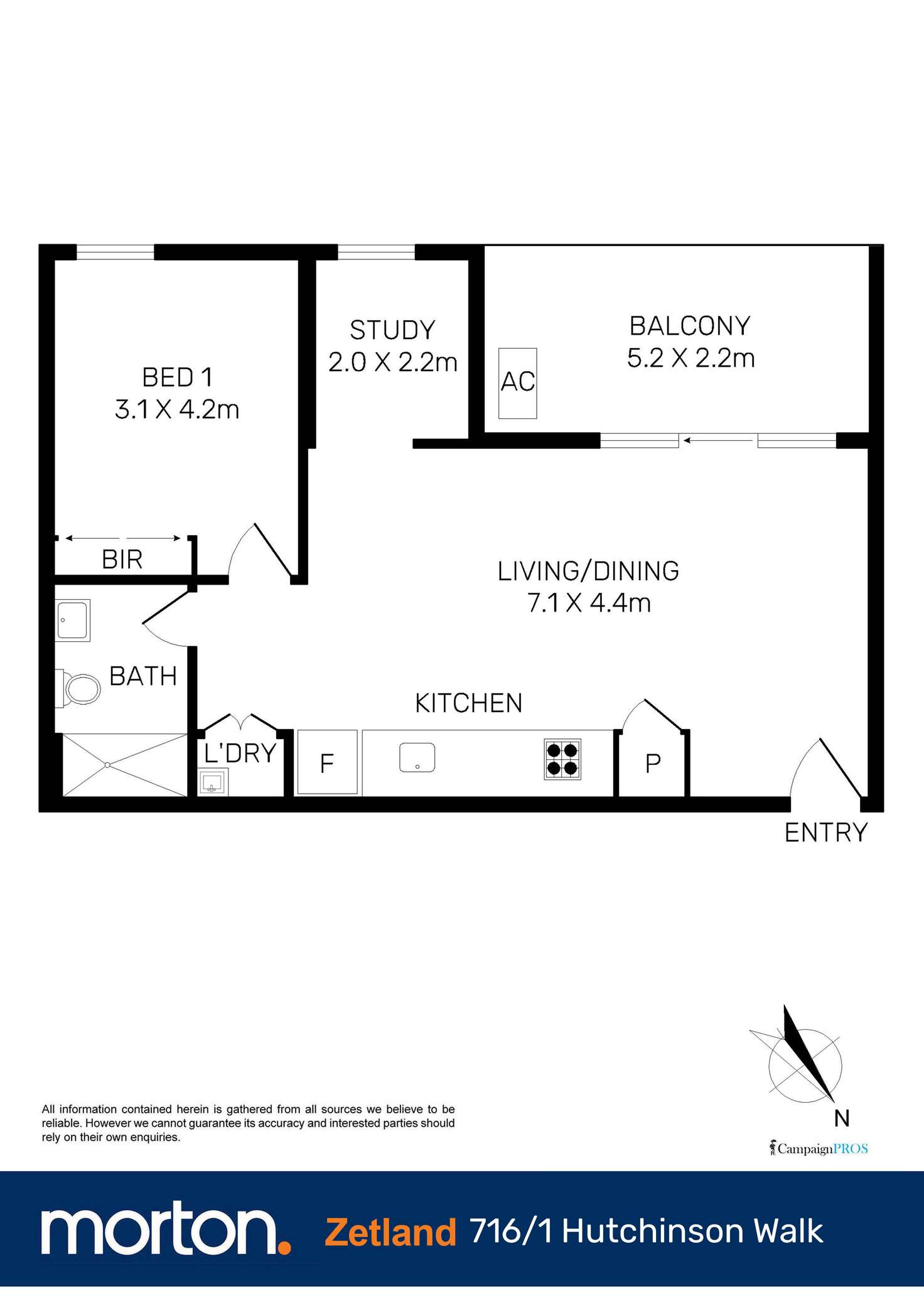 Floorplan of Homely apartment listing, 716/1 Hutchinson Walk, Zetland NSW 2017