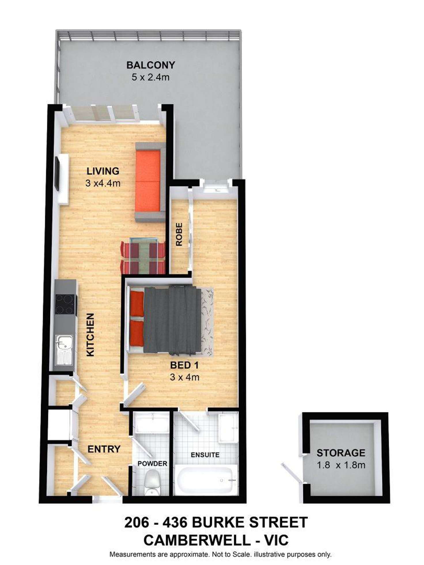 Floorplan of Homely unit listing, 206/436 Burke Road, Camberwell VIC 3124