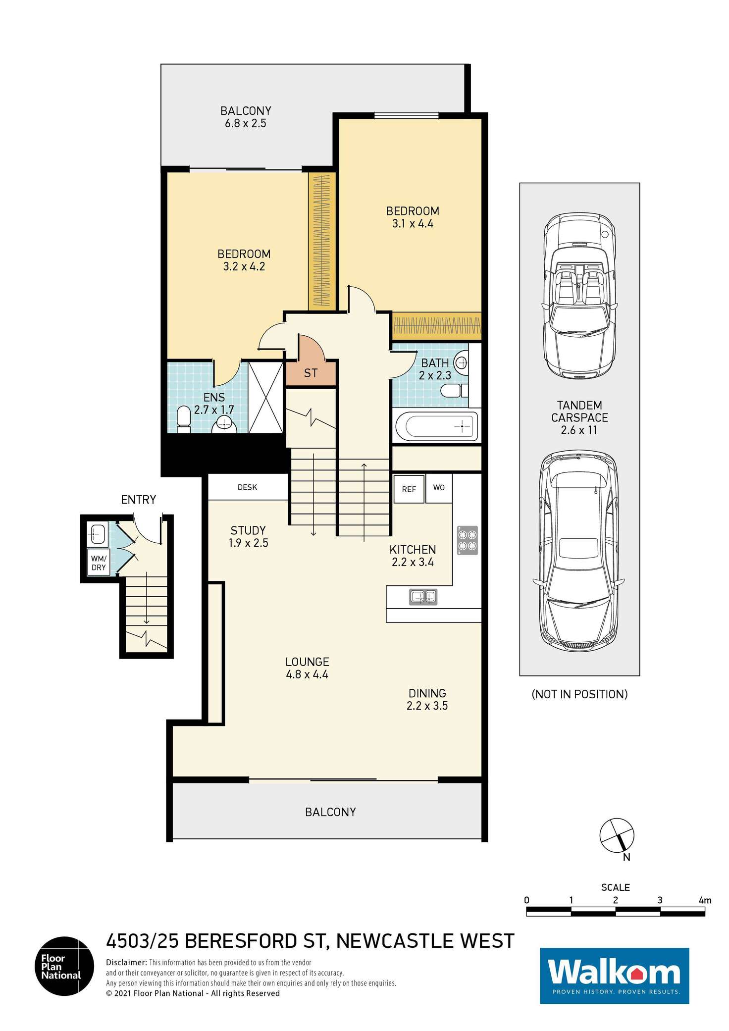 Floorplan of Homely apartment listing, 4503/25 Beresford Street, Newcastle West NSW 2302