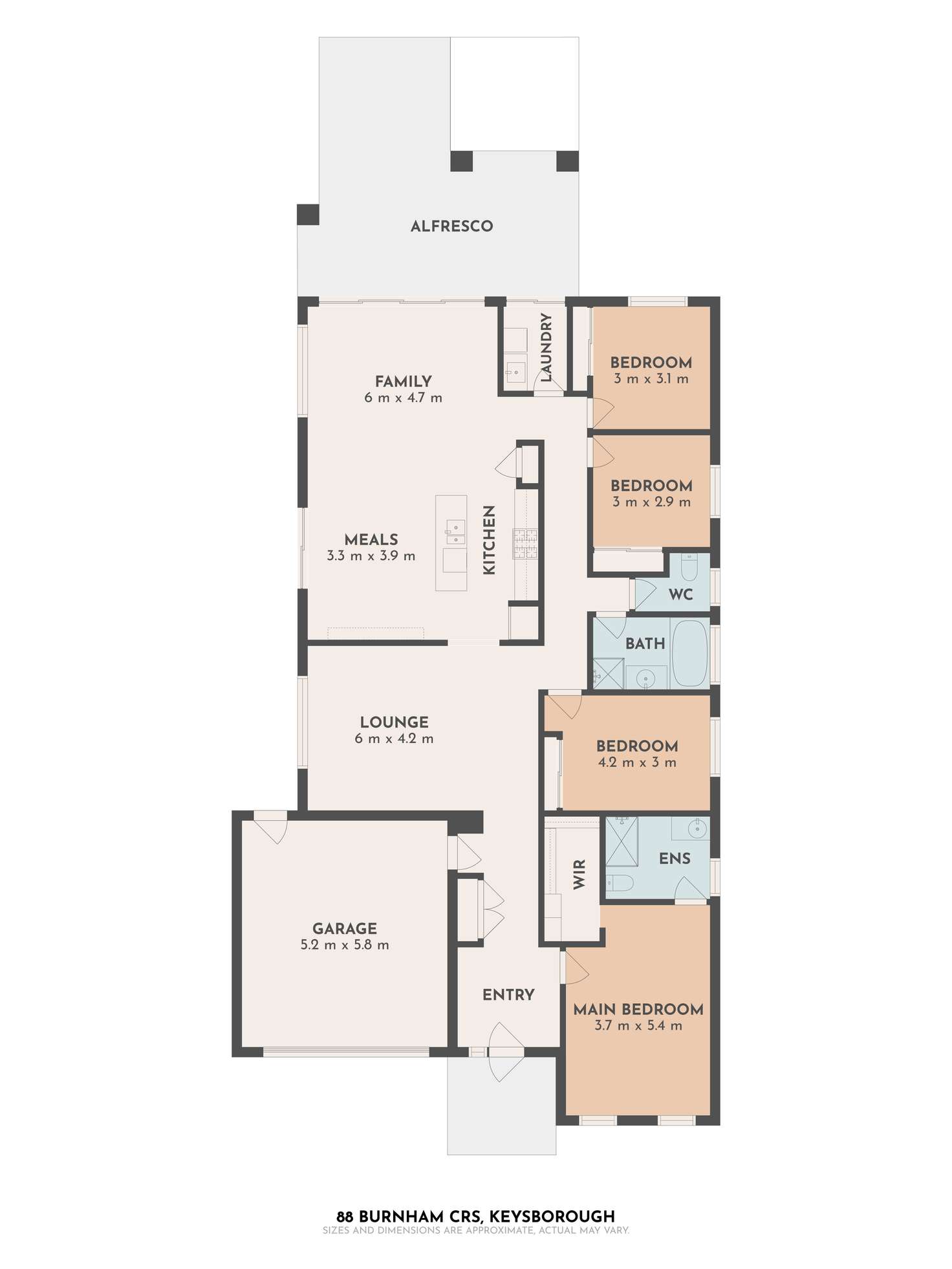 Floorplan of Homely house listing, 88 Burnham Crescent, Keysborough VIC 3173