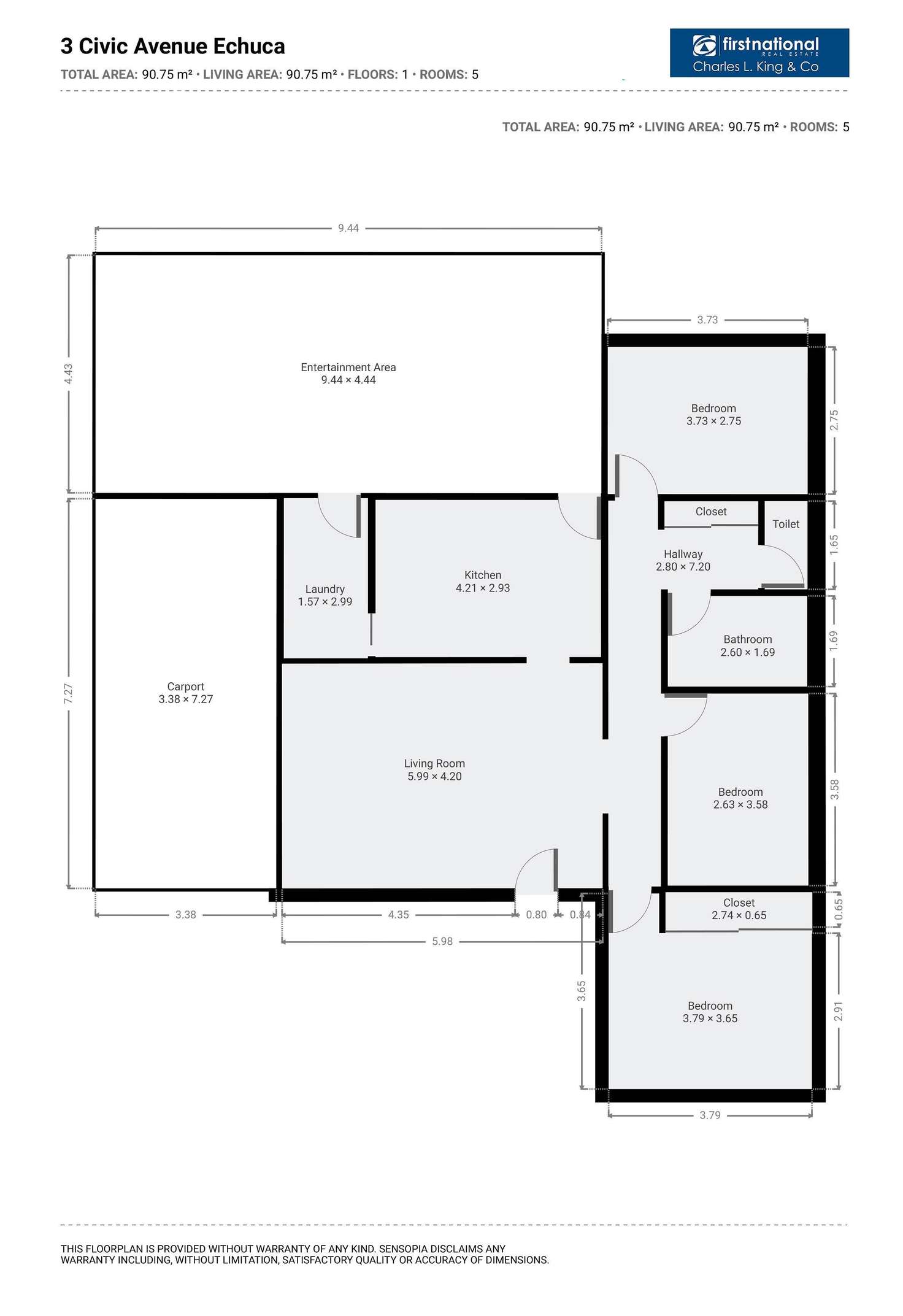 Floorplan of Homely house listing, 3 Civic Avenue, Echuca VIC 3564
