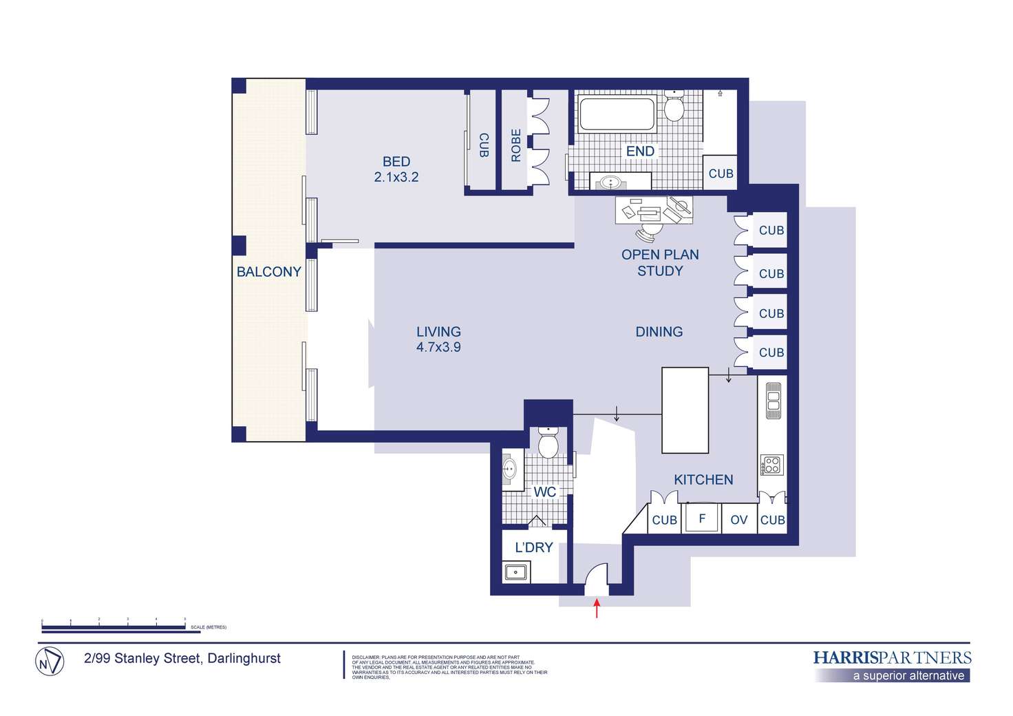 Floorplan of Homely apartment listing, 2/99 Stanley Street, Darlinghurst NSW 2010