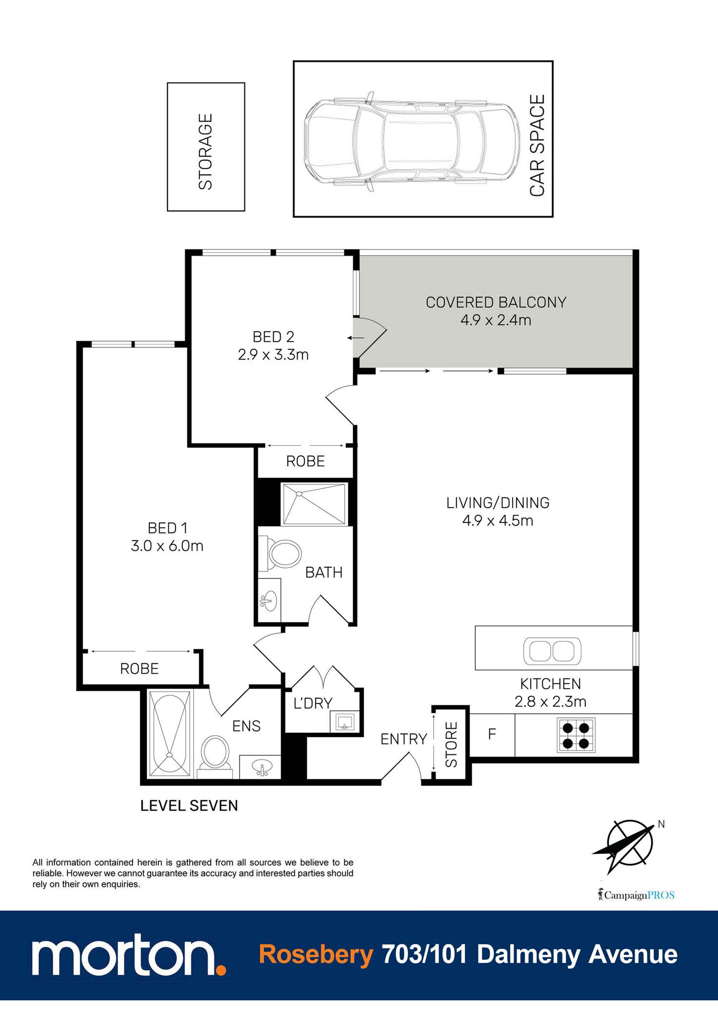 Floorplan of Homely apartment listing, 703/101 Dalmeny Avenue, Rosebery NSW 2018