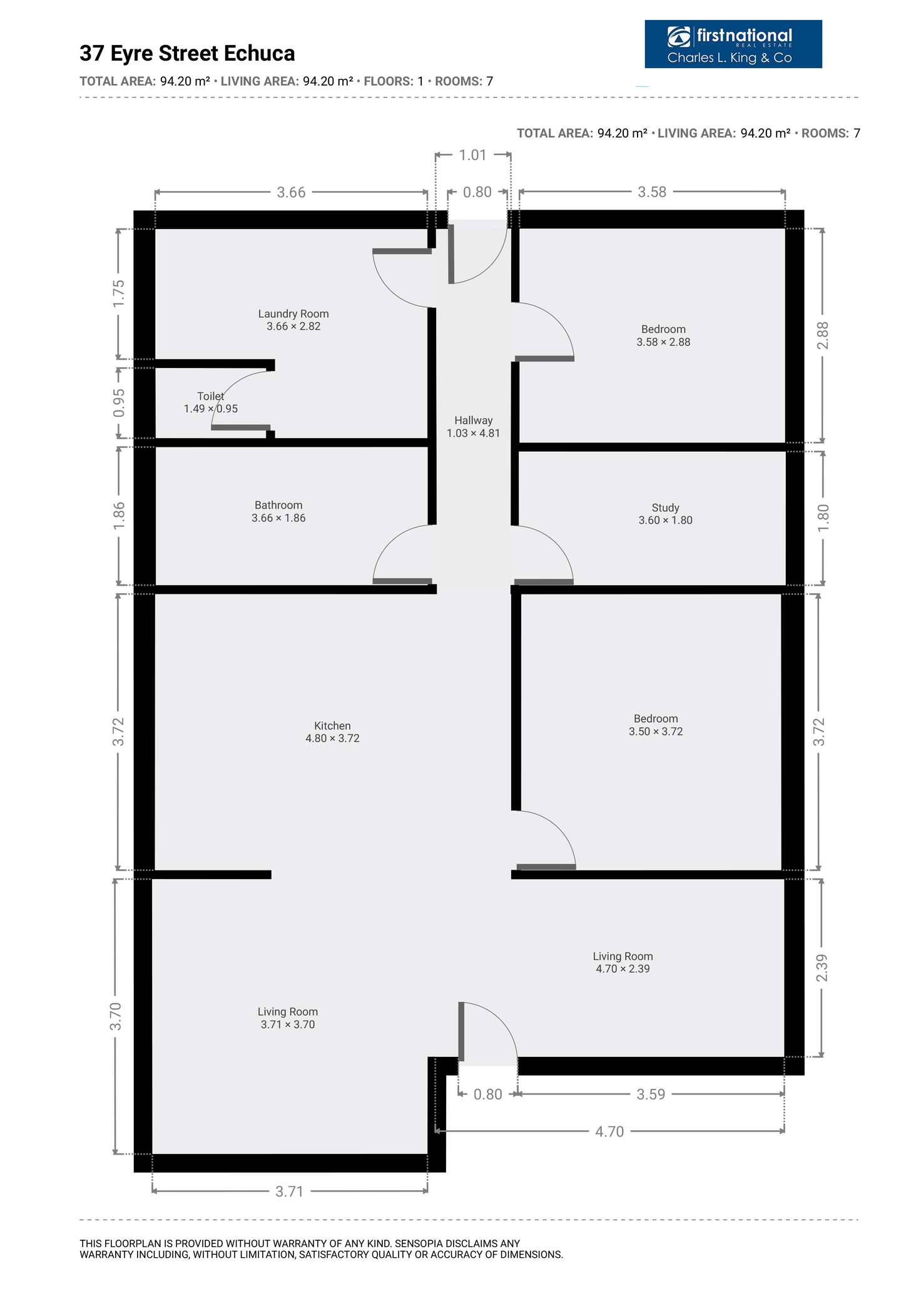 Floorplan of Homely house listing, 37 Eyre Street, Echuca VIC 3564