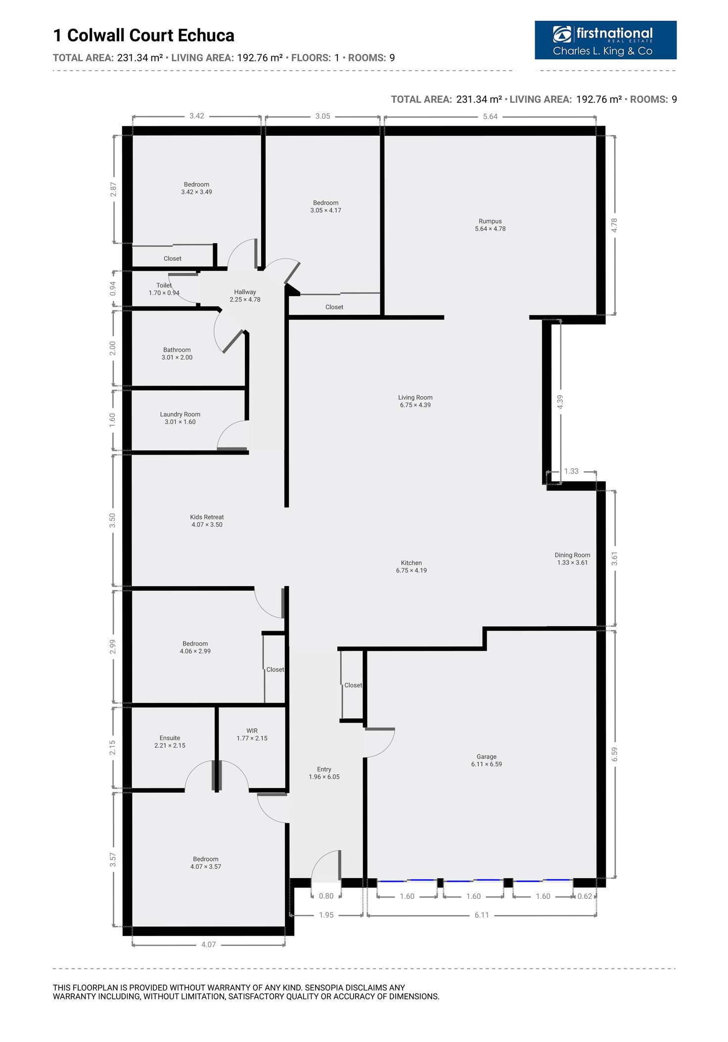 Floorplan of Homely house listing, 1 Colwall Court, Echuca VIC 3564