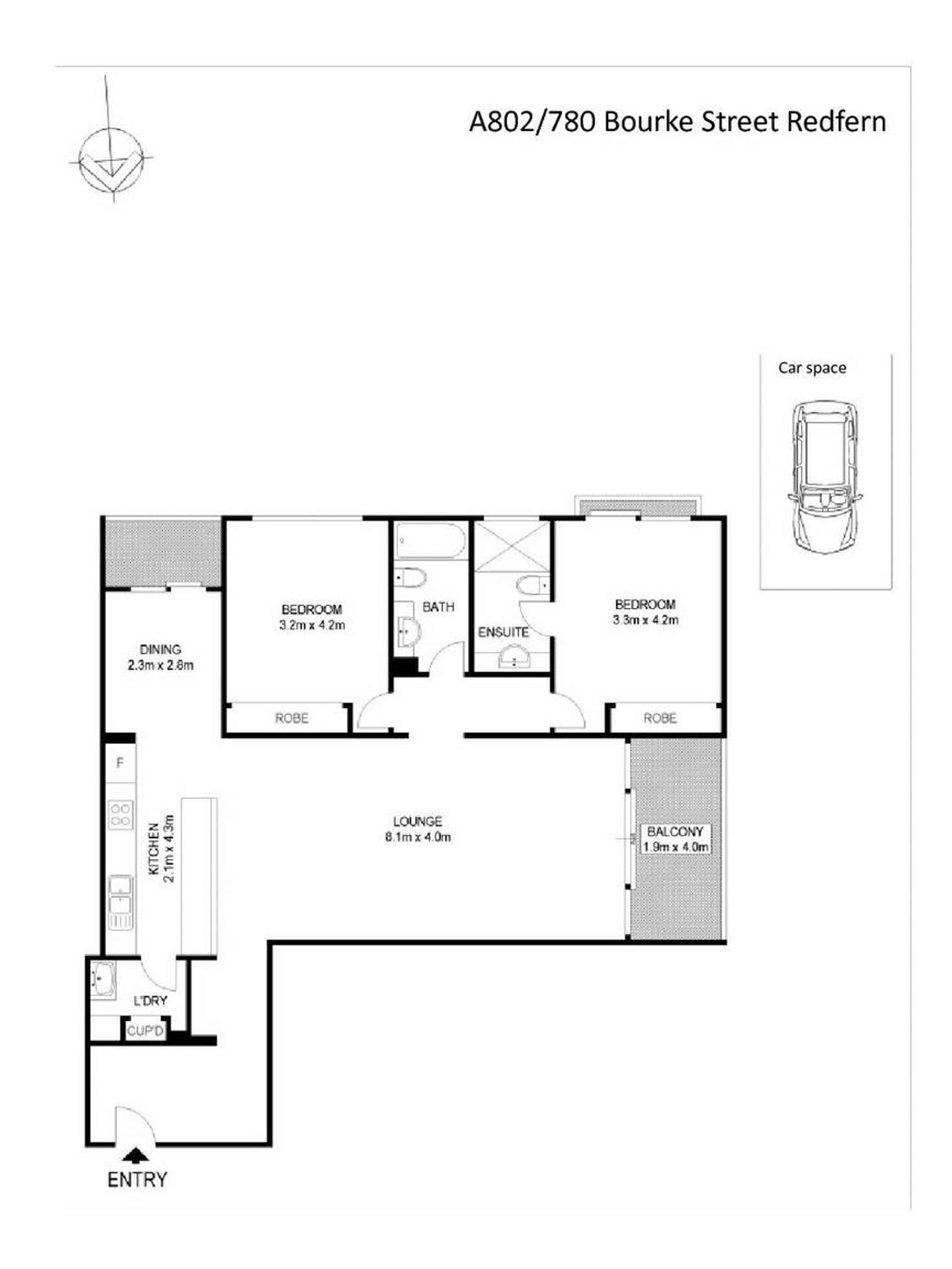 Floorplan of Homely apartment listing, A802/780 Bourke Street, Redfern NSW 2016