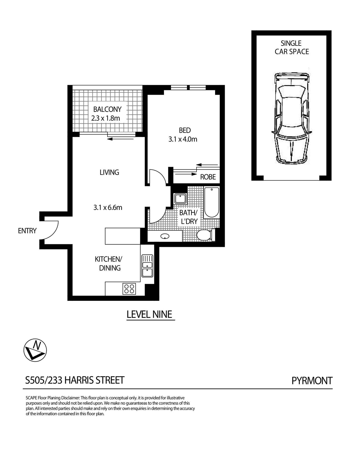 Floorplan of Homely apartment listing, S505/231-241 Harris Street, Pyrmont NSW 2009