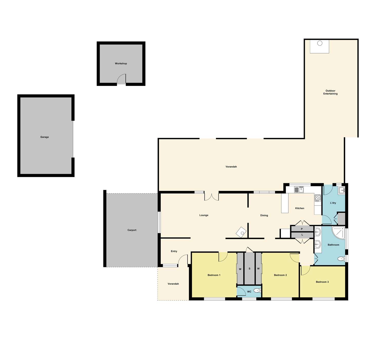 Floorplan of Homely acreageSemiRural listing, 43 Churchill Crt Daisy Hill Via, Maryborough VIC 3465