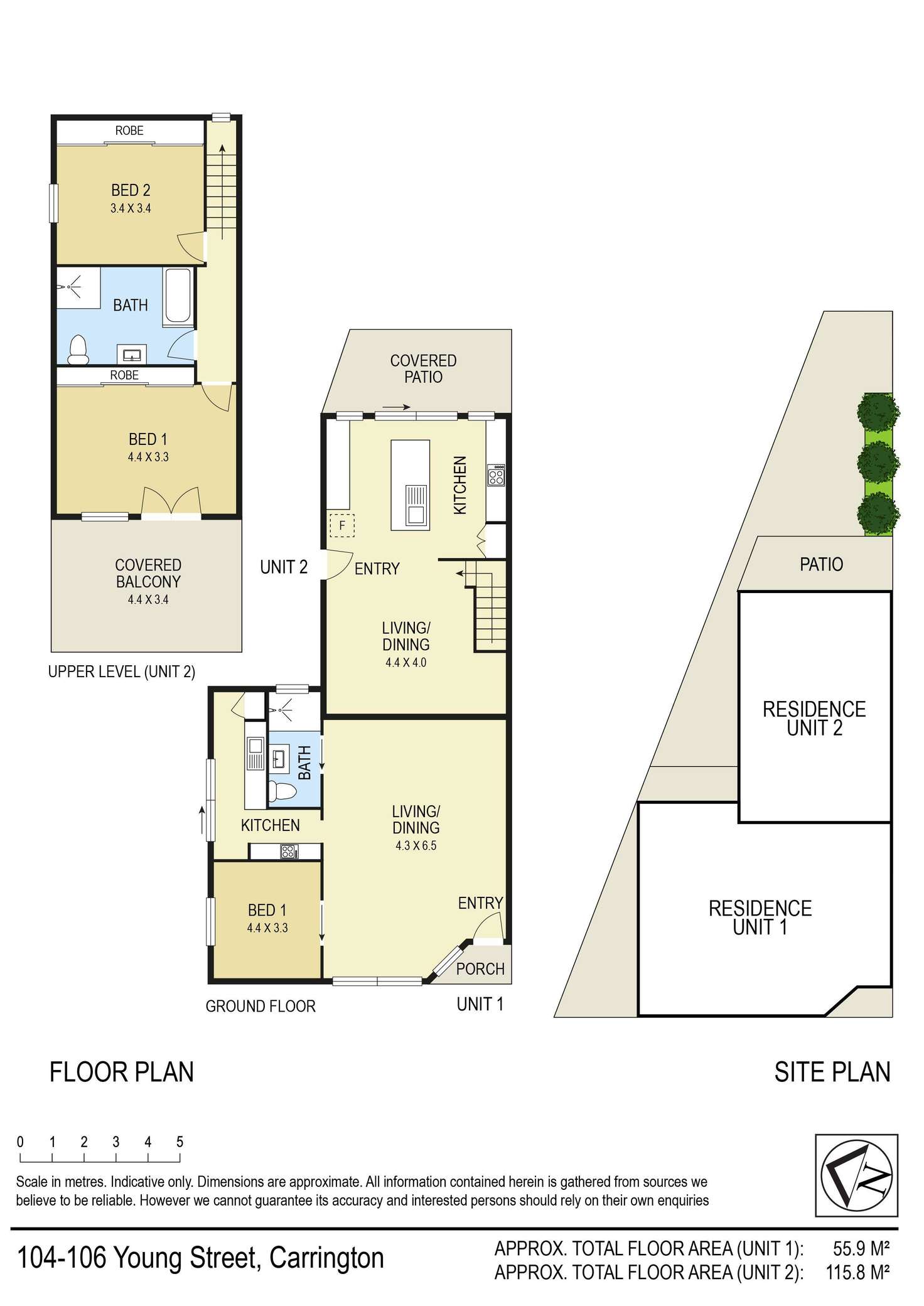 Floorplan of Homely terrace listing, 1 & 2/104-106 Young Street, Carrington NSW 2294