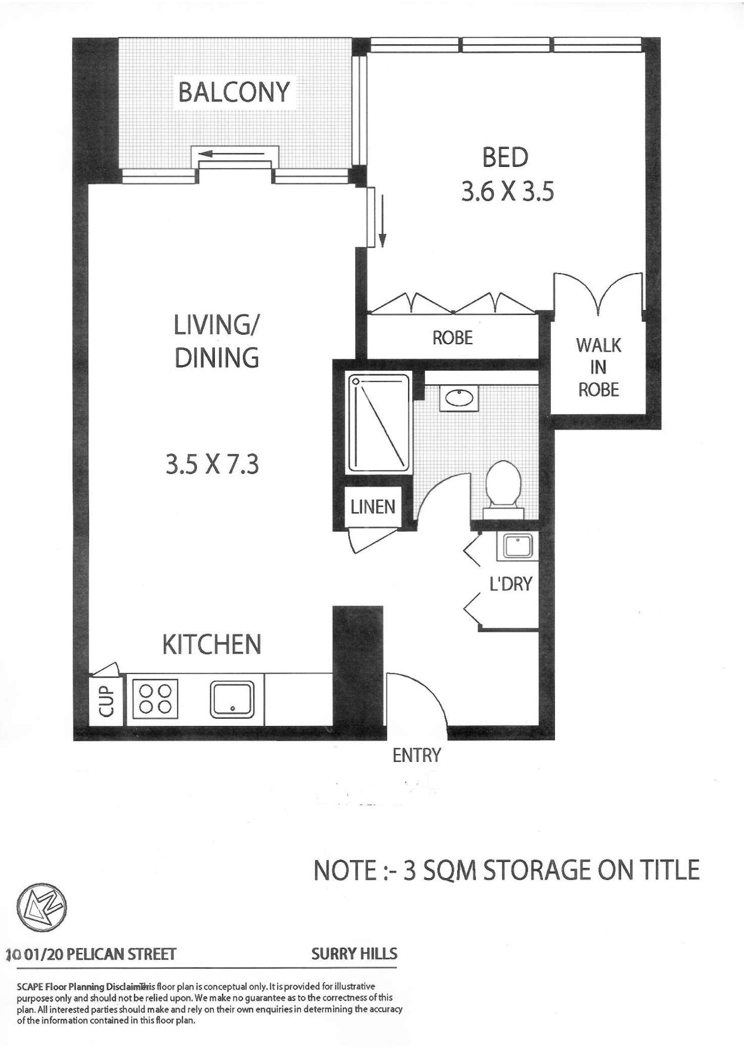 Floorplan of Homely apartment listing, 1001/20 Pelican Street, Surry Hills NSW 2010