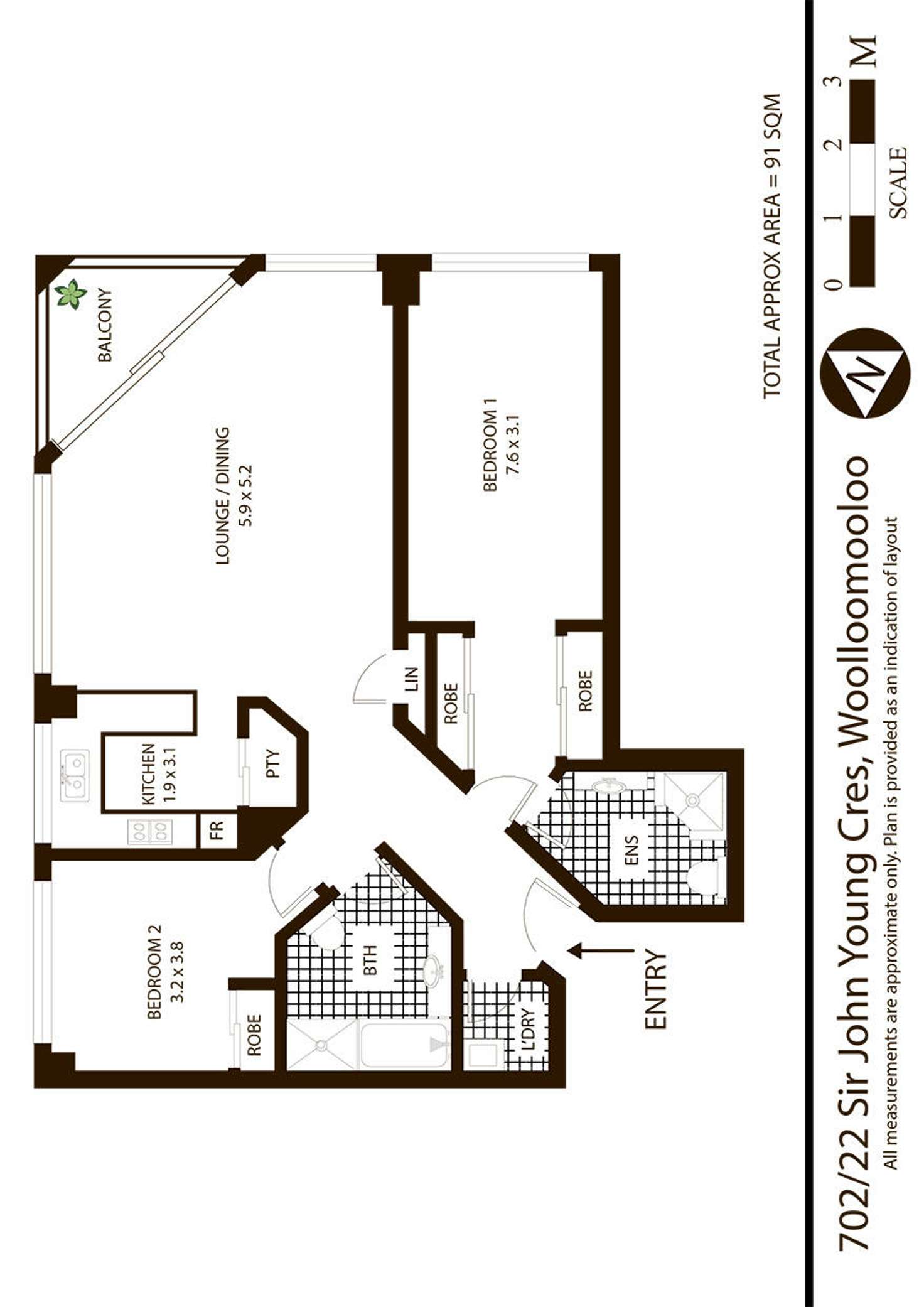 Floorplan of Homely apartment listing, 702/22 Sir John Young Crescent, Woolloomooloo NSW 2011