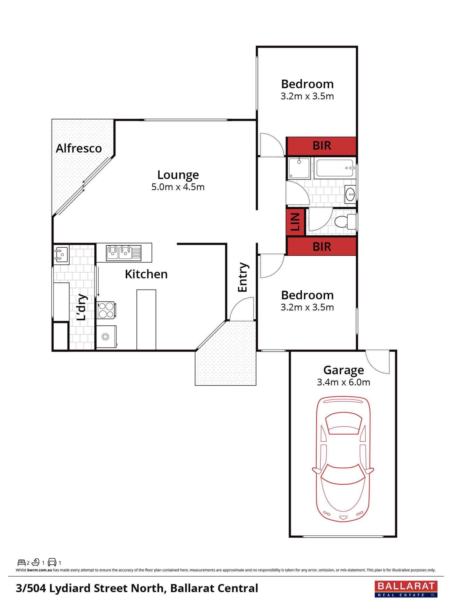 Floorplan of Homely unit listing, 3/504 Lydiard Street North, Soldiers Hill VIC 3350