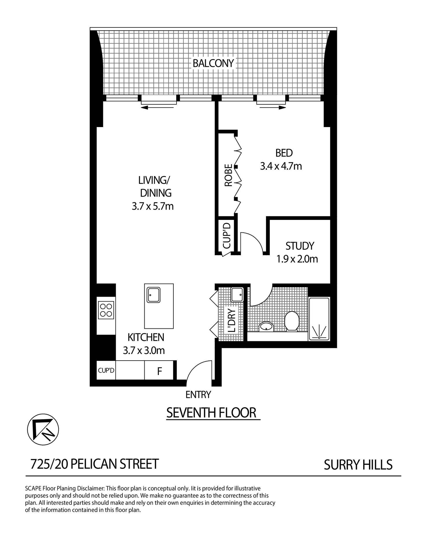 Floorplan of Homely apartment listing, 725/20 Pelican Street, Surry Hills NSW 2010
