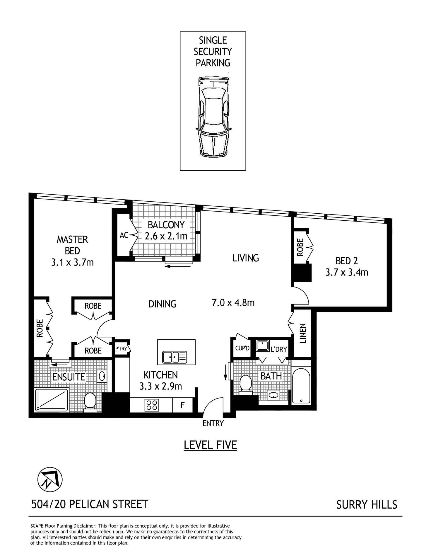 Floorplan of Homely apartment listing, 504/20 Pelican Street, Surry Hills NSW 2010