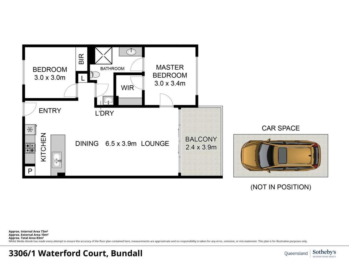 Floorplan of Homely unit listing, 3306/1-7 Waterford Court, Bundall QLD 4217